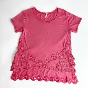 Free People Scoop Neck Embroidered Hem Tunic - Size Small